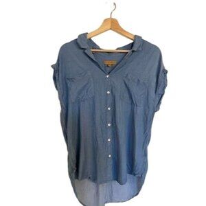 Jachs Girlfriend Button down Large Blue short sleeve